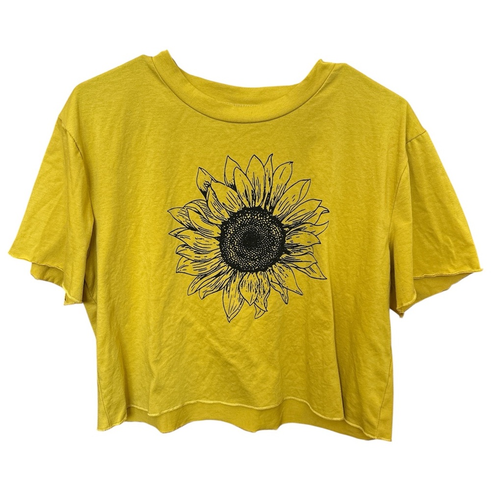 Sunflower Graphic Crop Tee - Yellow
